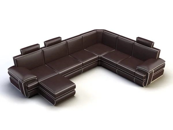 Modern Black Sofa White Isolated Background — Zdjęcie stockowe