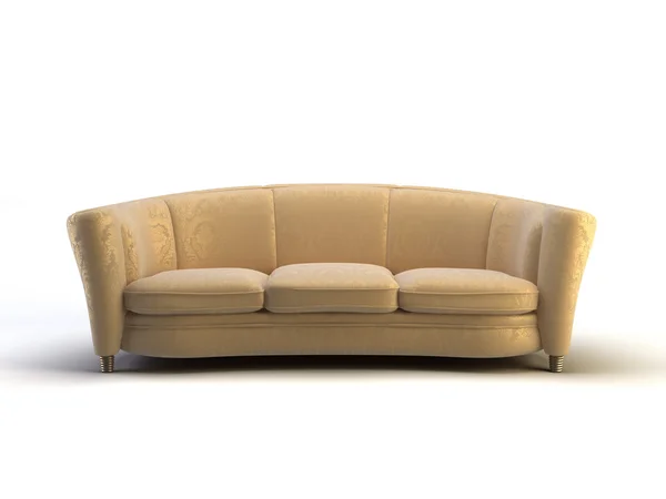 Gele Sofa Witte Achtergrond — Stockfoto