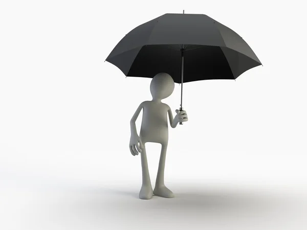 Render Umbrella Man Front Isolated Background Stok Resim