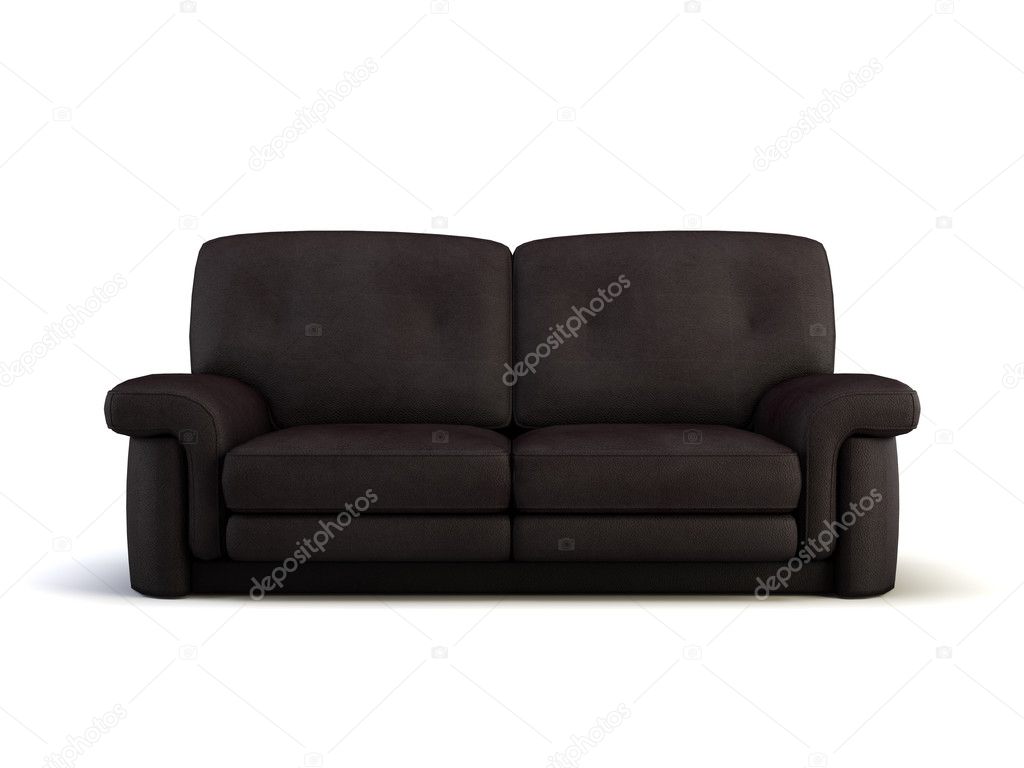 modern leather sofa on a white background. front view. 3 d render 