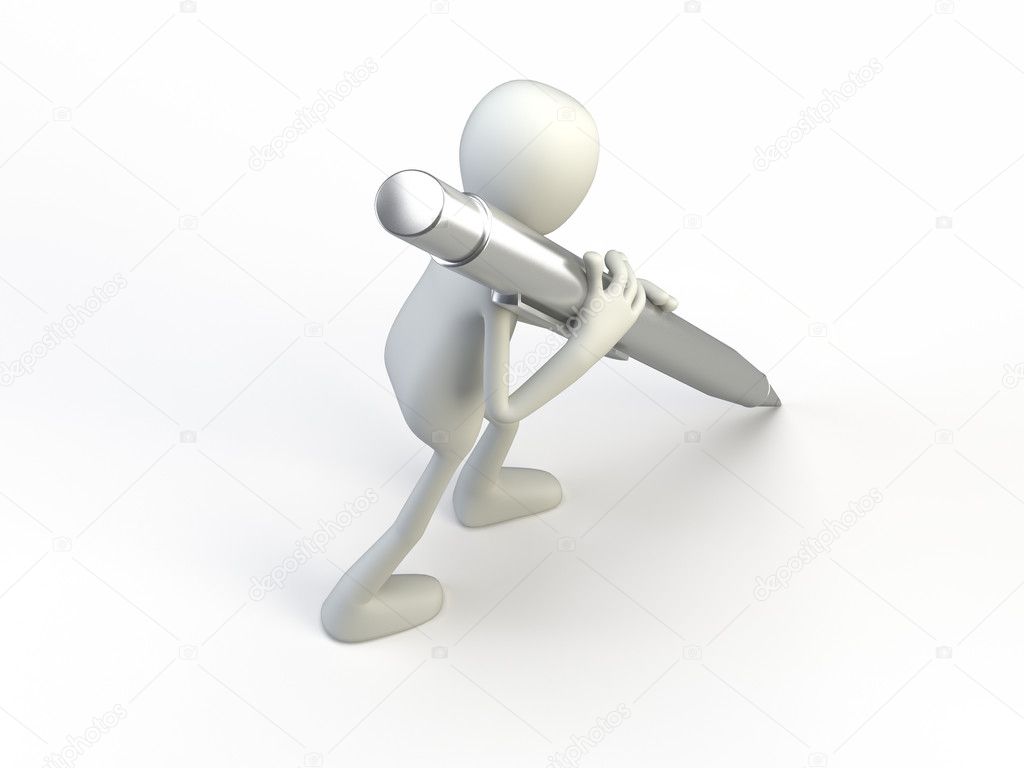 3 d render of cartoon character with big key 