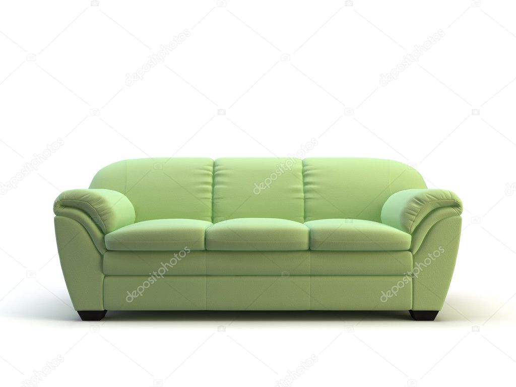 3 d rendering of a modern green sofa isolated on white background. 