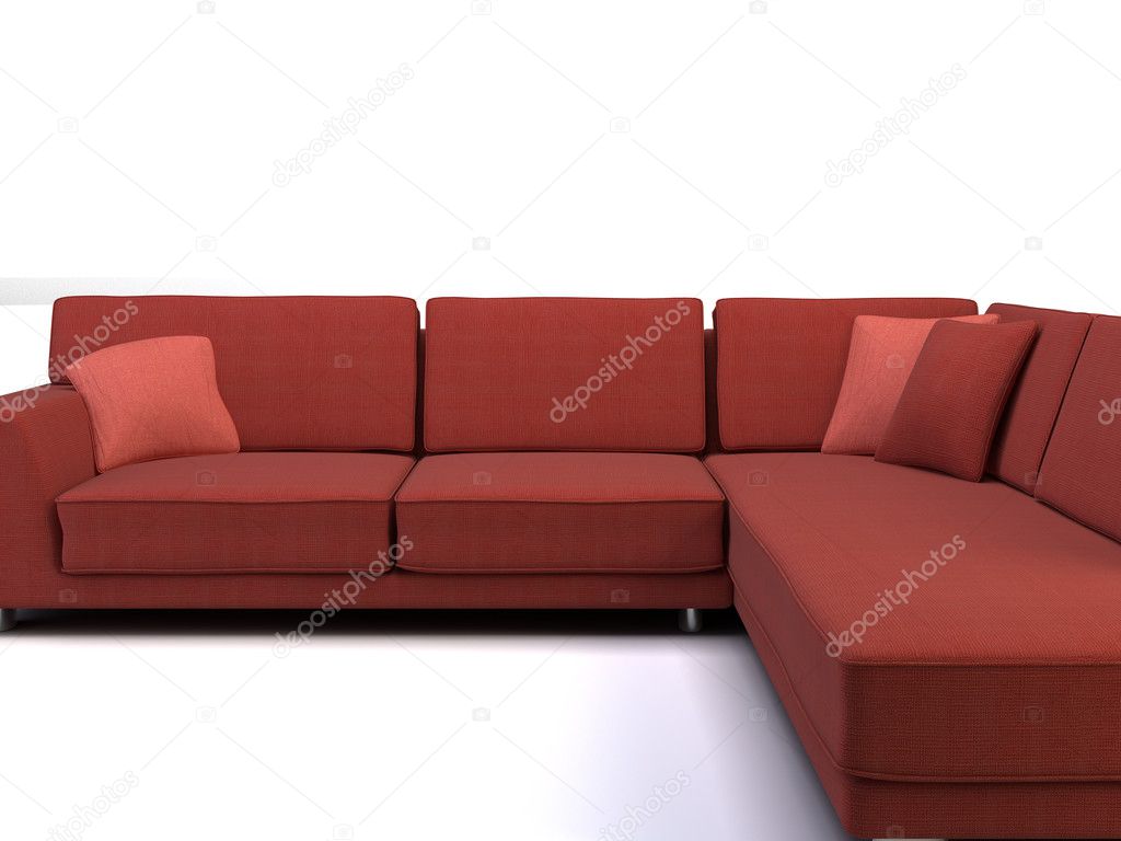 modern sofa with a red background. 3 d rendering 