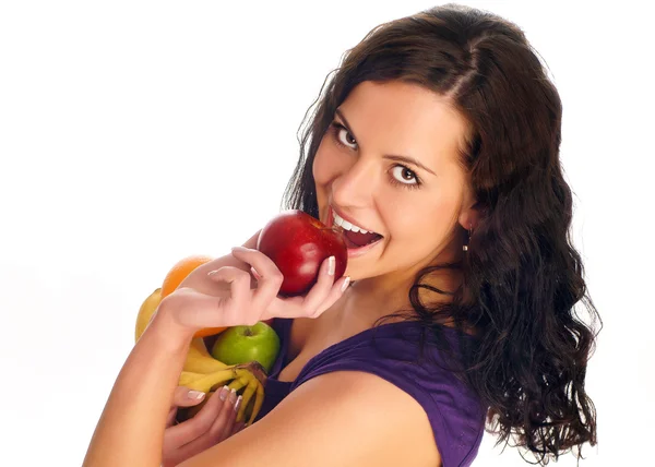Jong mooi meisje met fruit — Stockfoto