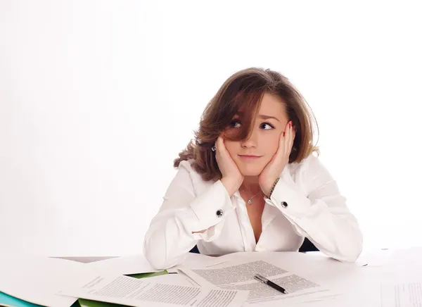 Krise. eine gestresste Geschäftsfrau — Stockfoto