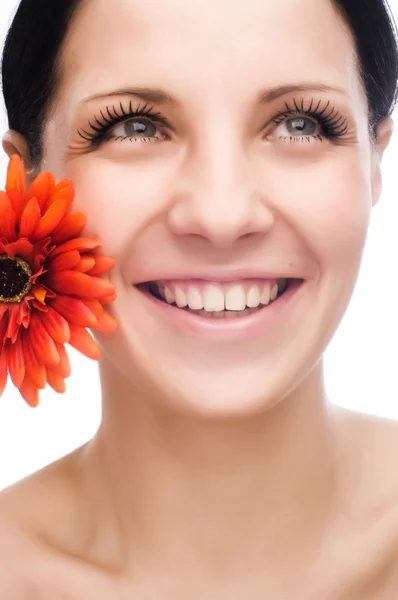Sorrindo mulher boca com grandes dentes . — Fotografia de Stock