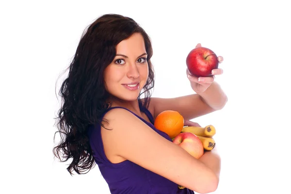Jong mooi meisje met fruit — Stockfoto