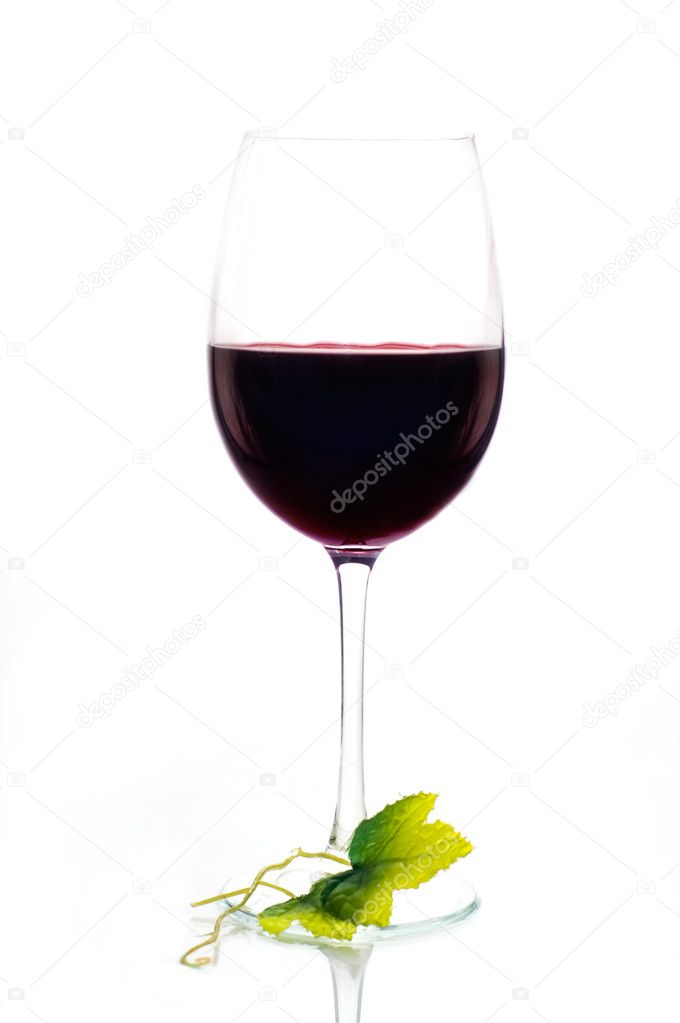Red wine isolated on white background