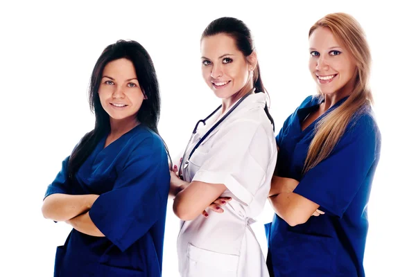 Lächelnde Mediziner mit Stethoskopen — Stockfoto