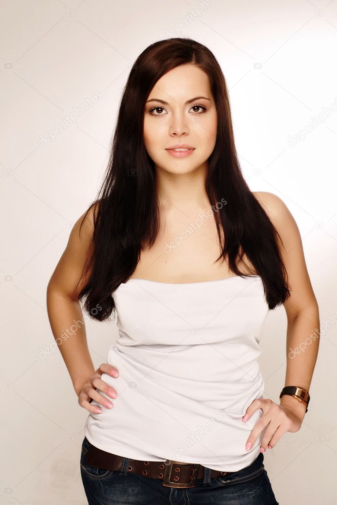 Black hair young woman portrait, — Stock Photo © thandra #1020531