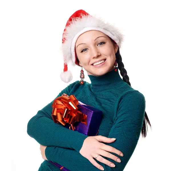 Kerstmis vrouw die lacht — Stockfoto