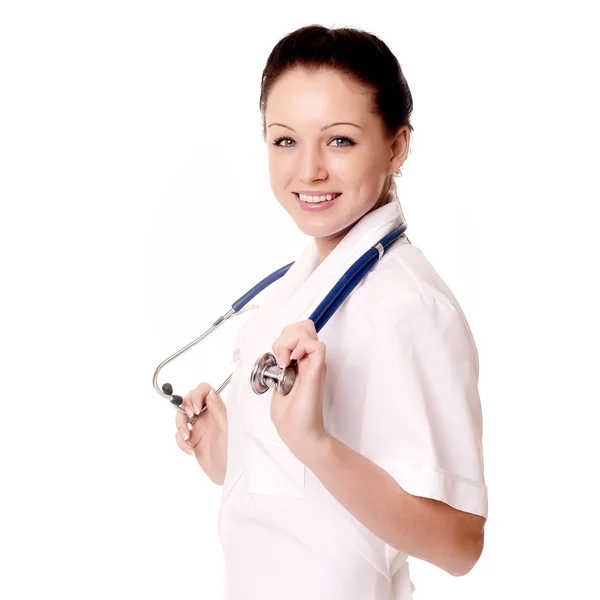 Médecin souriant avec stéthoscope — Photo