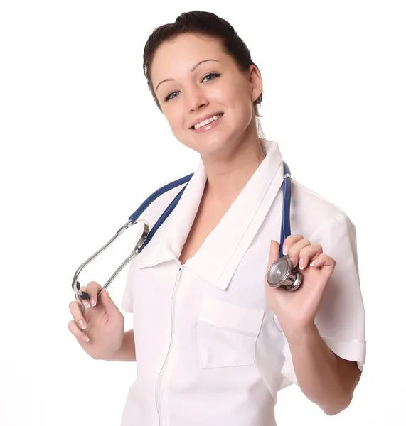 Usmívající se lékař s stetoskop — Stock fotografie