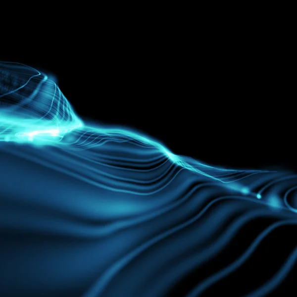 Bright blue wavy smooth neon background — Stock Photo, Image