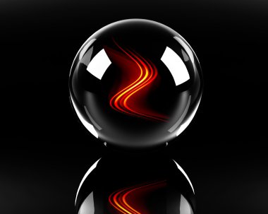 Fiery waves in the glass sphere clipart