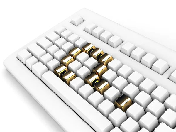 Клавиатура с золотым знаком вопроса — стоковое фото