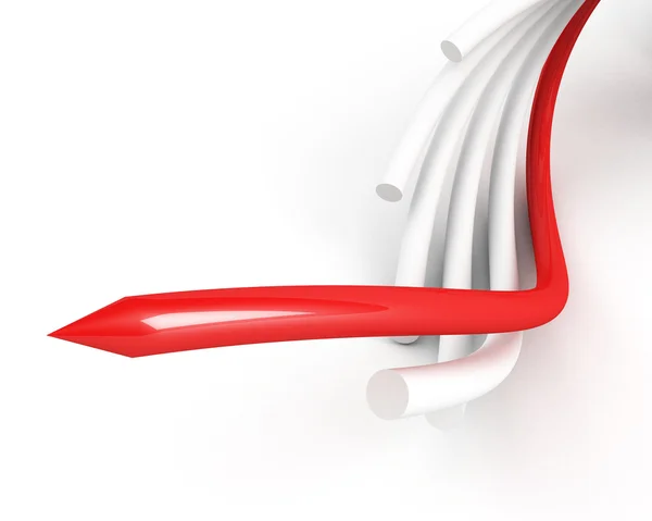 Red leading cable over white background — Stock Photo, Image