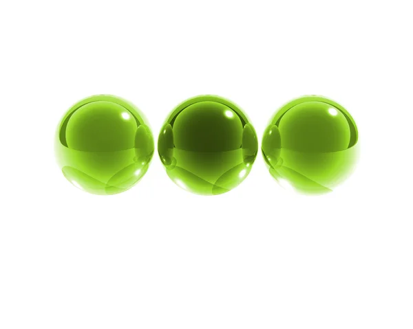 Esferas de vidro verde brilhante — Fotografia de Stock