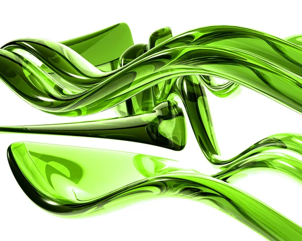 Ondas de vidrio verde brillante 3d — Foto de Stock