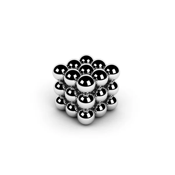 Cubo de esferas de cromo — Fotografia de Stock