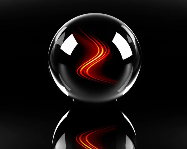 Fiery waves in the glass sphere — Stock Photo, Image