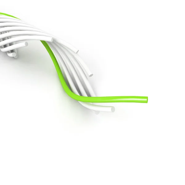 Groene toonaangevende kabel over Wit — Stockfoto