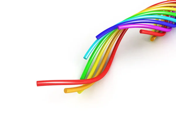 Regenboog kabel over Wit — Stockfoto