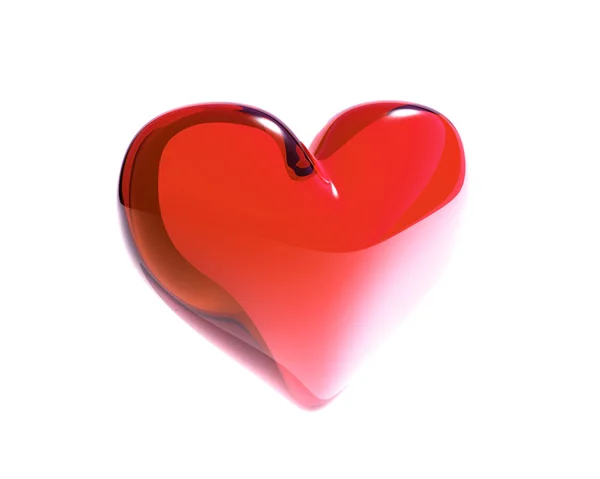 Kırmızı cam izole kalp — Stok fotoğraf
