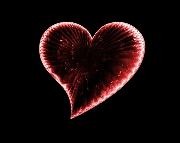 Red icy heart in the dark — Stock Photo, Image
