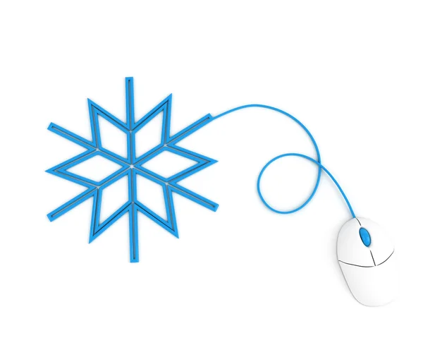 Fiocco di neve raffigurato dal mouse del computer — Foto Stock