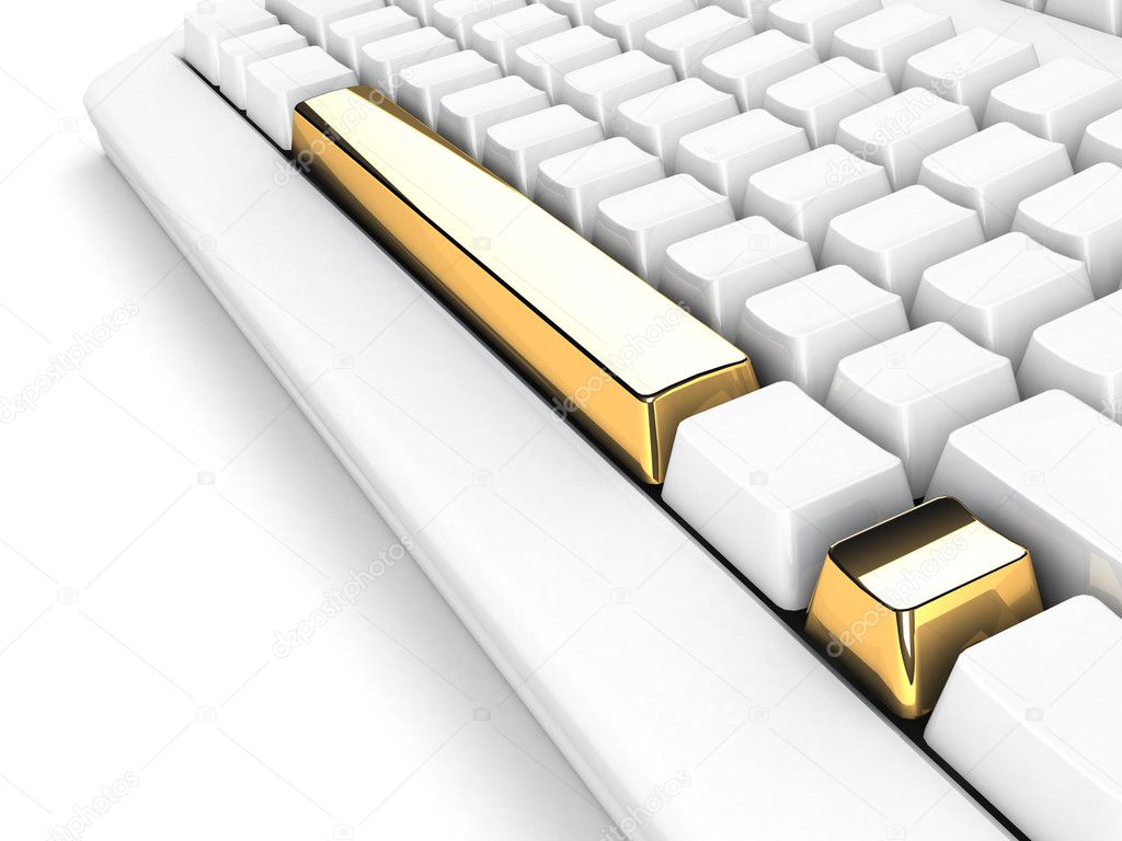 Keyboard with gold exclamation mark