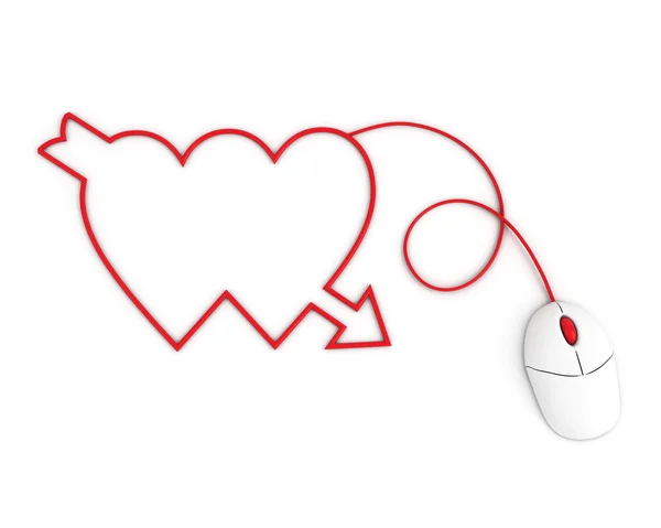 Dos corazones representados ratón —  Fotos de Stock