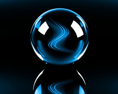 Blue abstract waves in the glass sphere clipart