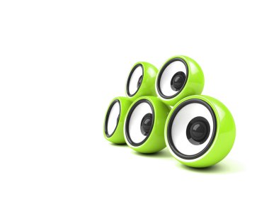 Bright green audio system on white clipart