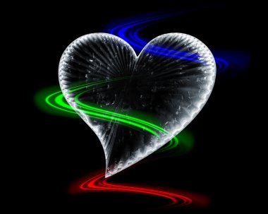 Icy heart in the dark with rgb waves clipart