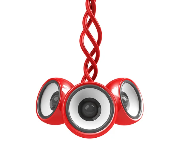 Red hanging audio system isolated — Stock Photo, Image