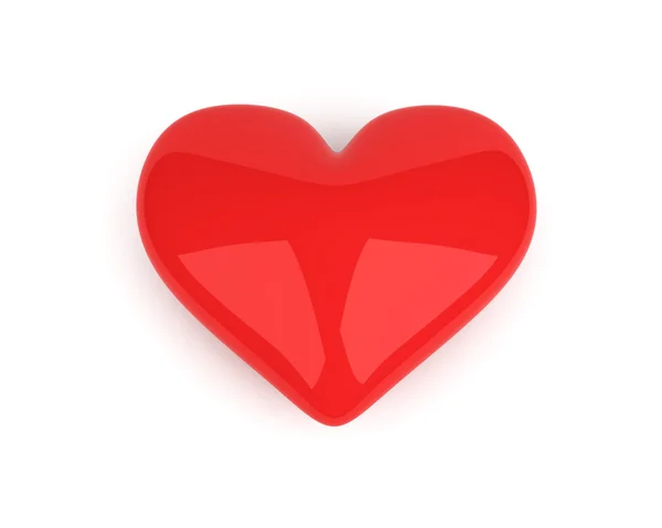 Yalan beyaz zemin üzerine kırmızı kalp — Stok fotoğraf