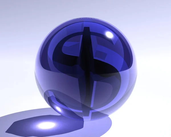 stock image Blue glass sphere with a dollar symbol