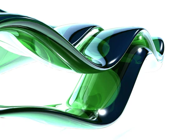 3d ondas de vidro verde — Fotografia de Stock