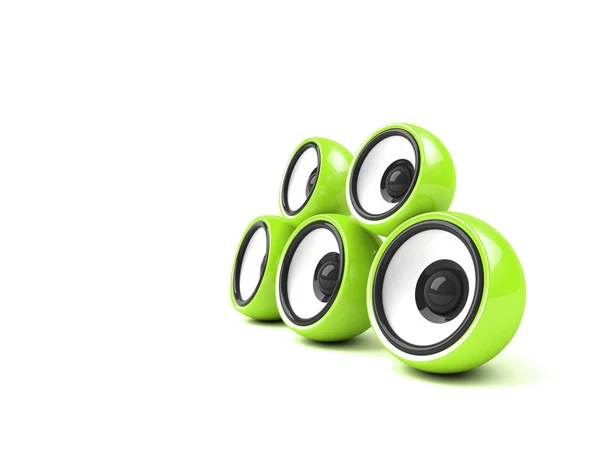 Sistema de audio verde brillante en blanco —  Fotos de Stock