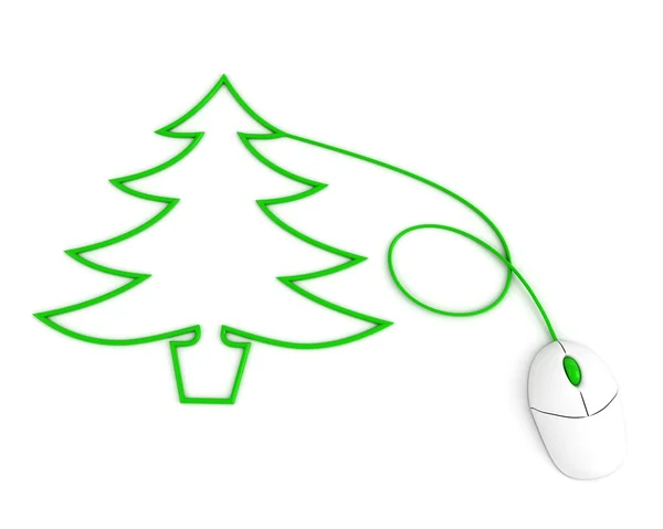 stock image Christmas tree depicted with mouse cable