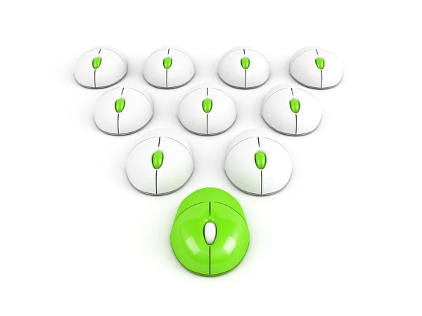 Green leading computer mouse leadership — Stock Photo, Image
