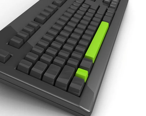 Keyboard with green exclamation mark — Stock Photo, Image