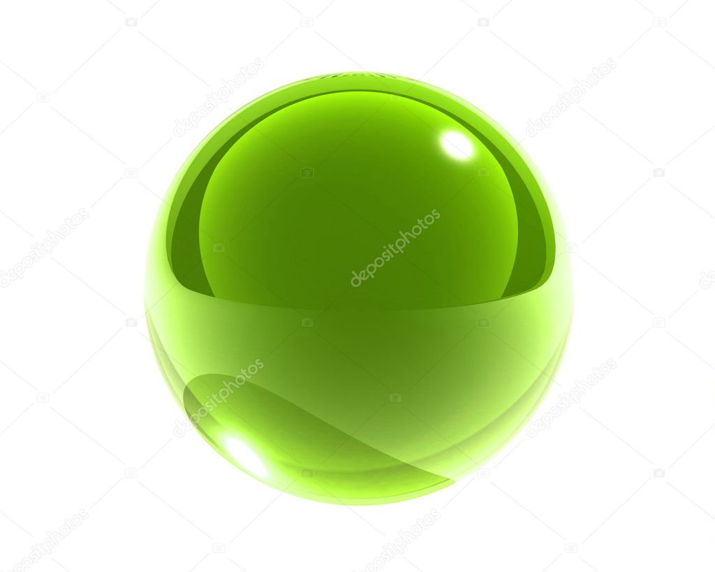 Bright green glass sphere isolated