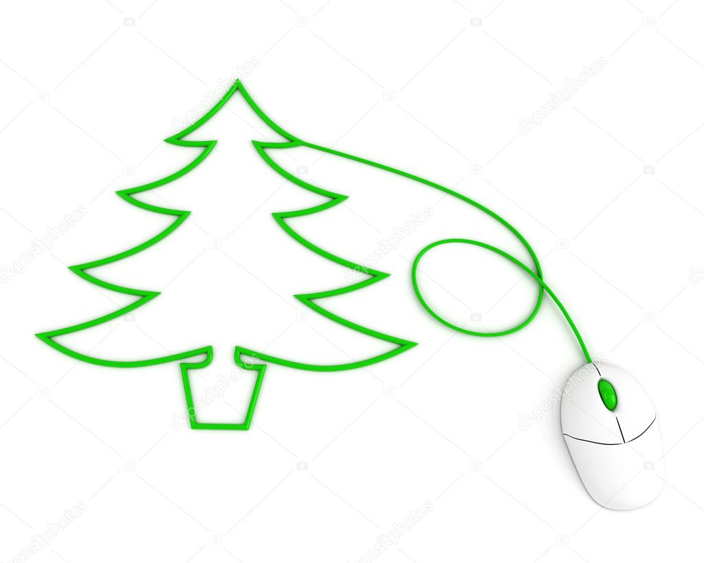 Christmas tree depicted with mouse cable