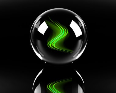 Green abstract waves in the glass sphere clipart