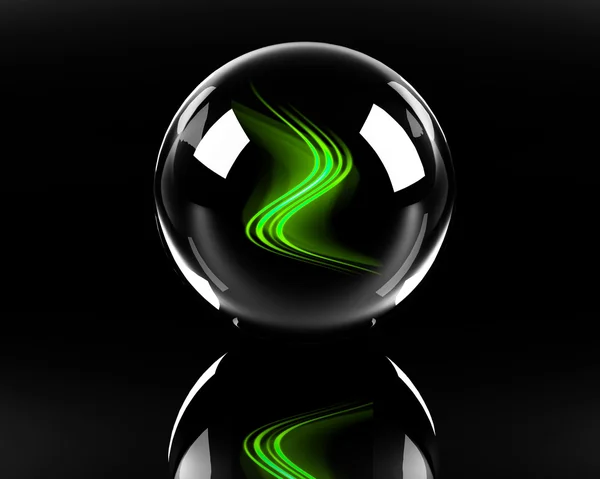 Ondas abstratas verdes na esfera de vidro — Fotografia de Stock