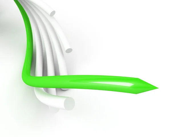 Groene toonaangevende kabel over Wit — Stockfoto
