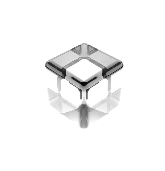 Cubo de vidrio blanco aislado — Foto de Stock