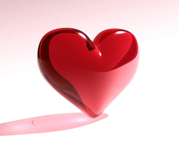 Červené sklo srdce — Stock fotografie